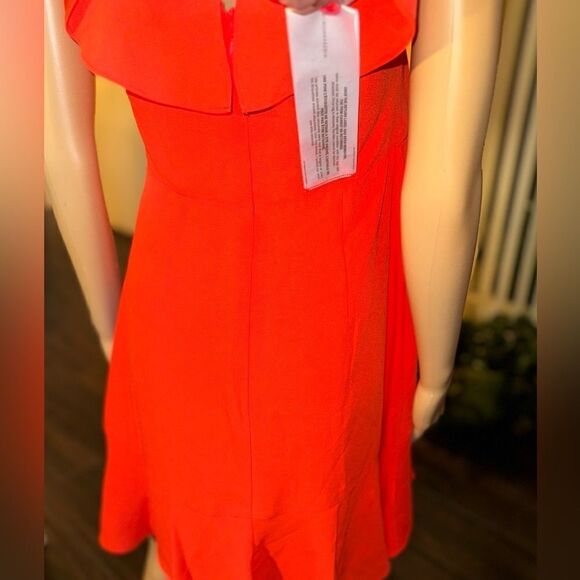 BCBG MaxAzria Mini Ruffle Dress cherry tomato sz 6 NWT - Picture 9 of 10
